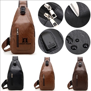 Water-Resistant PU Leather Sling Bag for Business & Casual Use